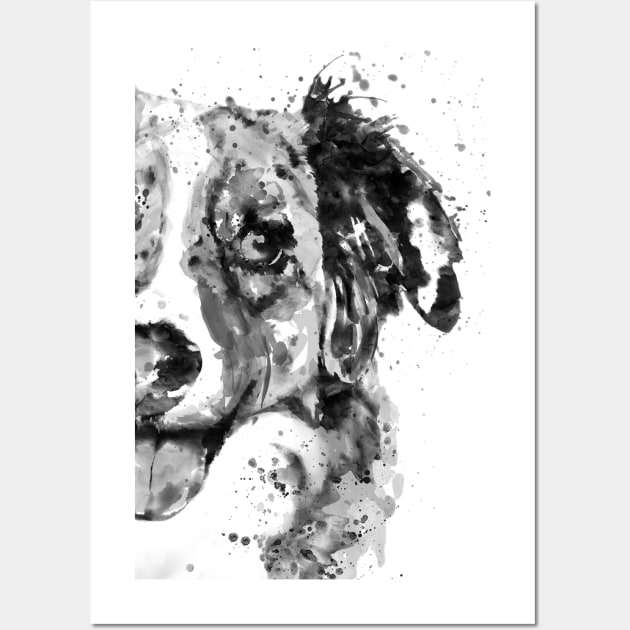 Black and White Half Faced Border Collie Wall Art by Marian Voicu